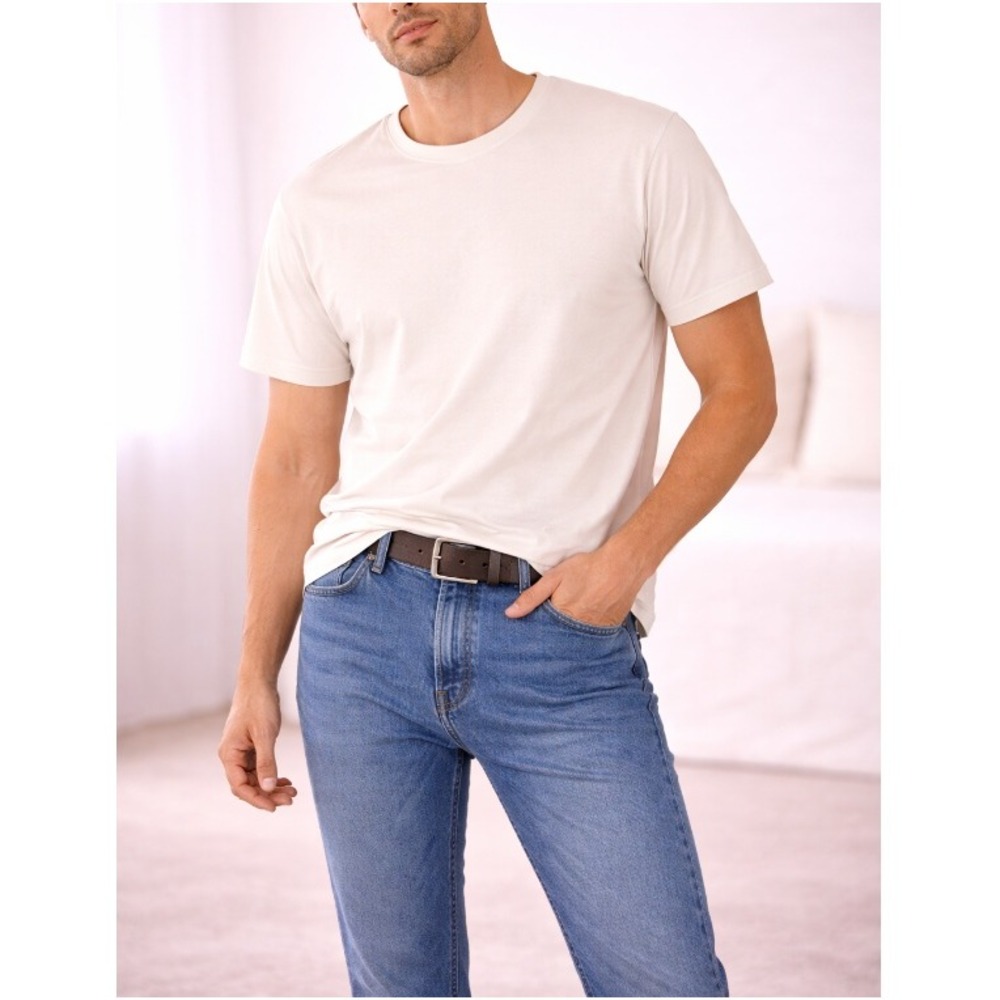 Woodbird Men's Off White WBBaine‎ Base Crewneck Casual fit Tee Size S NWT